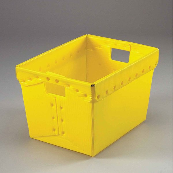 Global Industrial Postal Tote, Yellow, Corrugated Plastic, 18-1/2 in L, 13-1/4 in W, 12 in H 257915YL